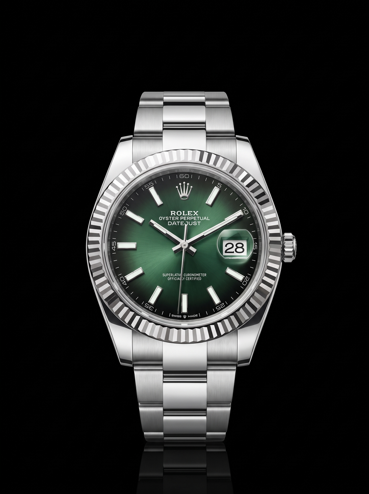 2026 Rolex Datejust 41 126334 Green Ombré Dial Fluted Bezel Oyster Bracelet – New
