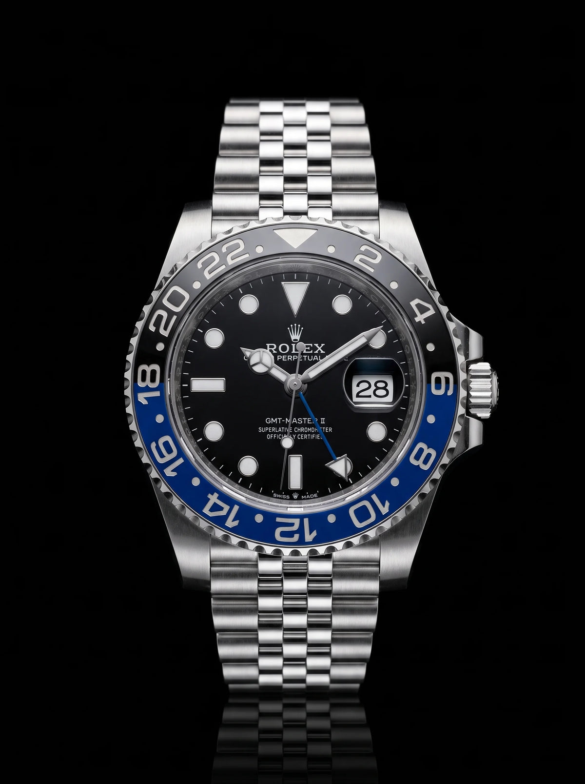 Rolex GMT-Master II "Batgirl" 40mm Black Dial Black and Blue Ceramic Bezel 126710BLNR Jubilee – New 2026