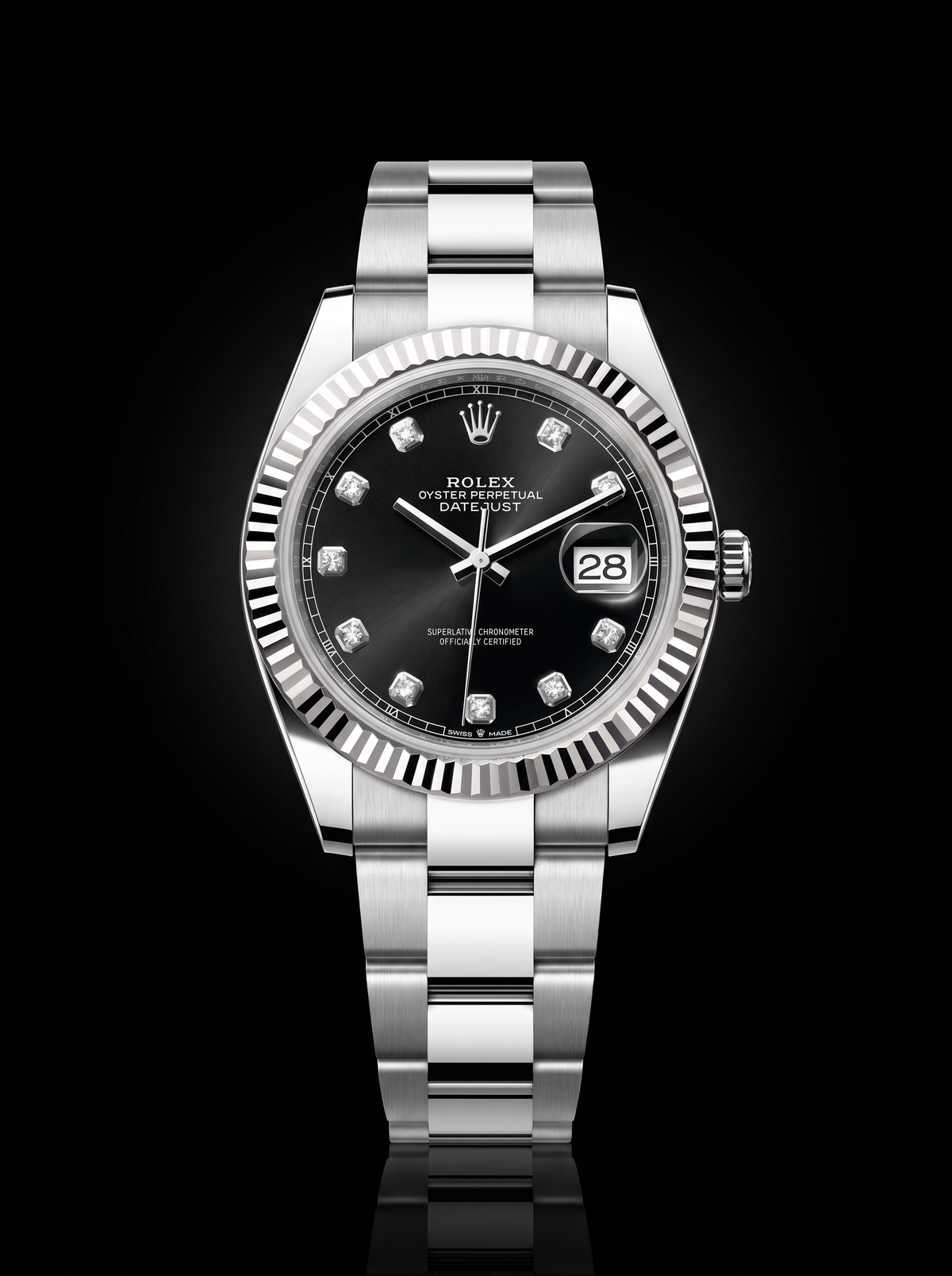 2026 Rolex Datejust 41 126334 Black Diamond Dial Fluted Bezel Oyster Bracelet – New