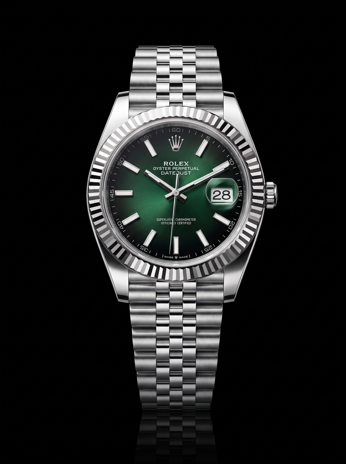 2026 Rolex Datejust 41 126334 Green Ombré Dial Fluted Bezel Jubilee Bracelet – New