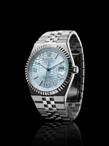 Rolex Land-Dweller 40mm Ice-Blue Honeycomb Dial Platinum Flat Jubilee 127336 – New 2026