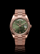 Rolex Day-Date 40mm Olive Green Roman Dial Everose Gold President 228235 – New 2026