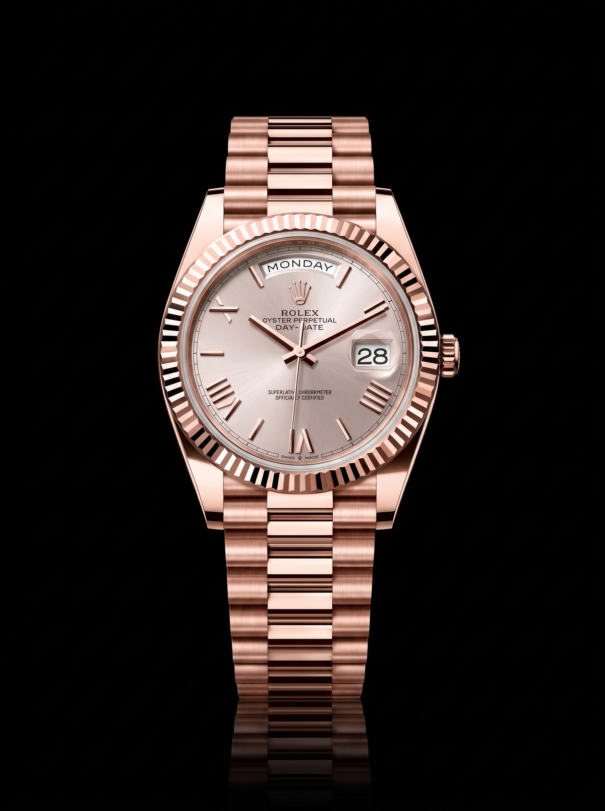 Rolex Day-Date 40mm Sundust Roman Dial Everose Gold President 228235 – New 2026