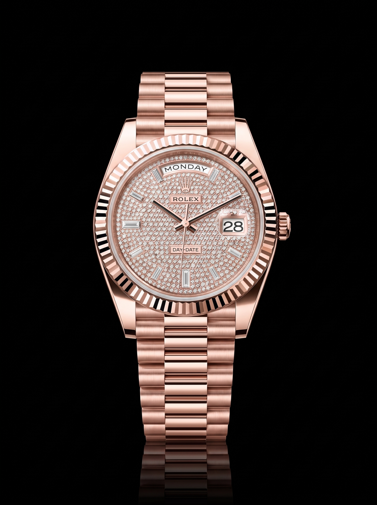 Rolex Day-Date 40mm Diamond-Paved Dial Everose Gold President 228235 – New 2026