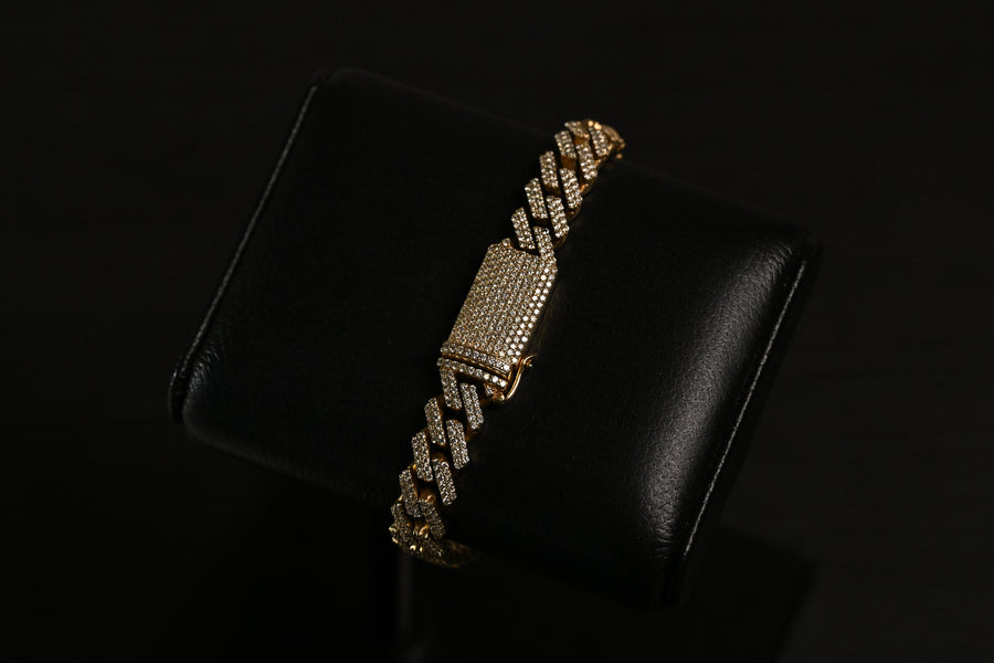 14kt Yellow Gold Diamond Cuban Link Bracelet
