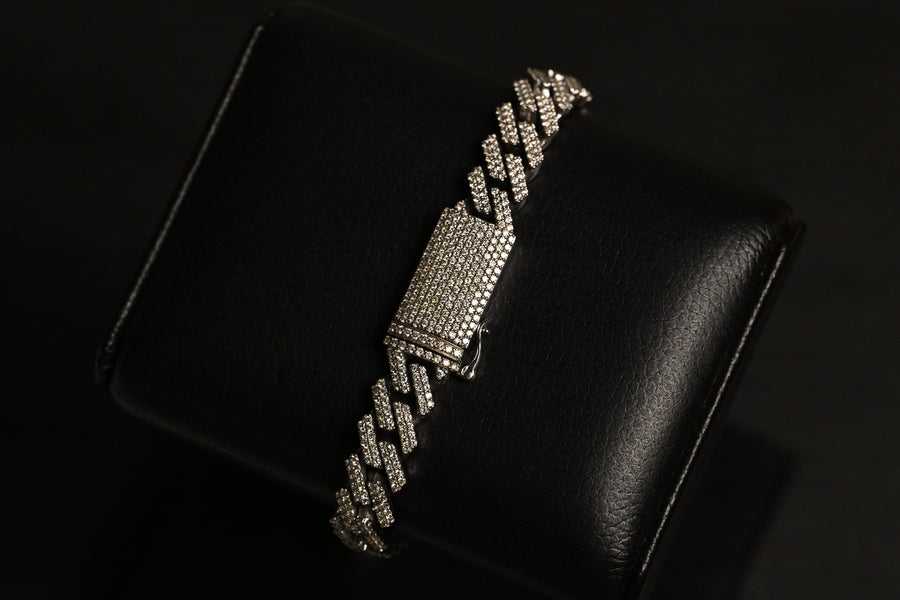 14kt White Gold Diamond Cuban Link Bracelet